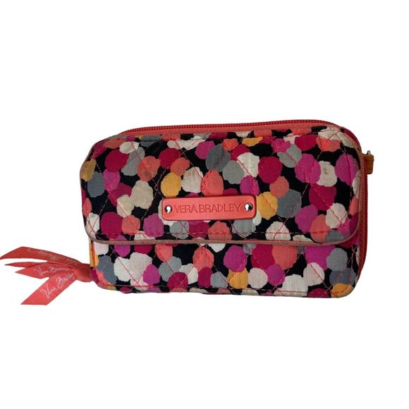 Vera‎ Bradley Pixie Confetti Wallet Quilted Zip Crossbody Missing Strap - Picture 1 of 9